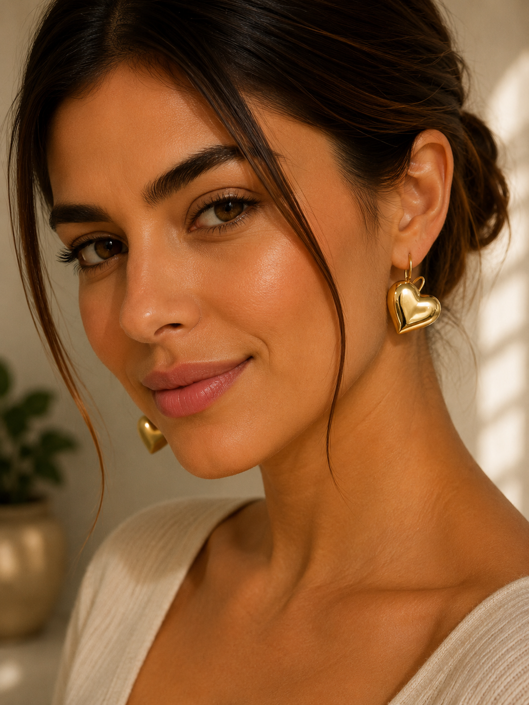 Pendientes corazón dorado