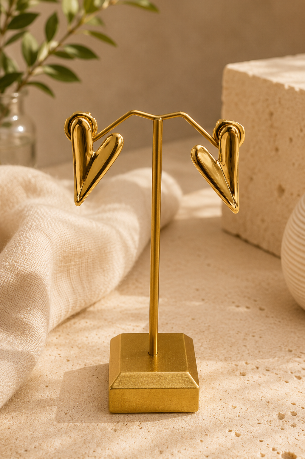 Pendientes corazón dorados