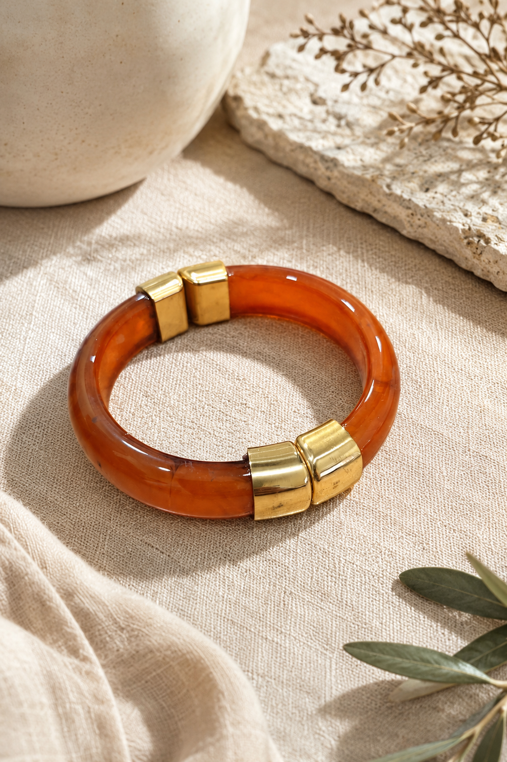 Pulsera acero color ámbar
