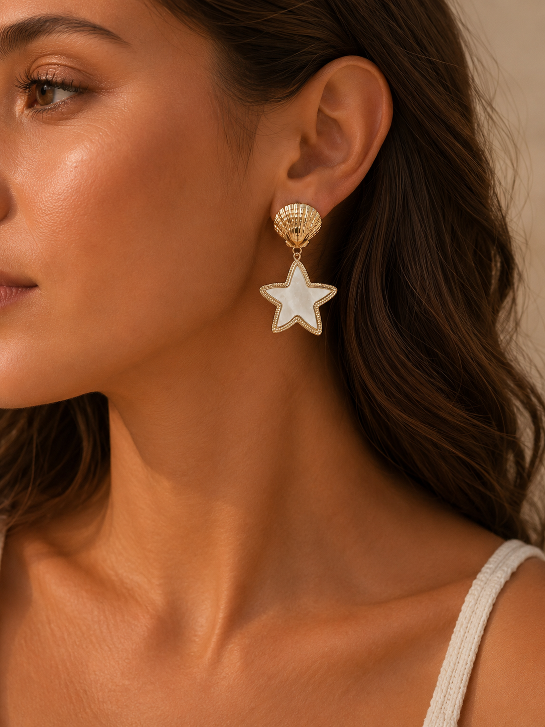 Pendientes con concha y estrella nacarada