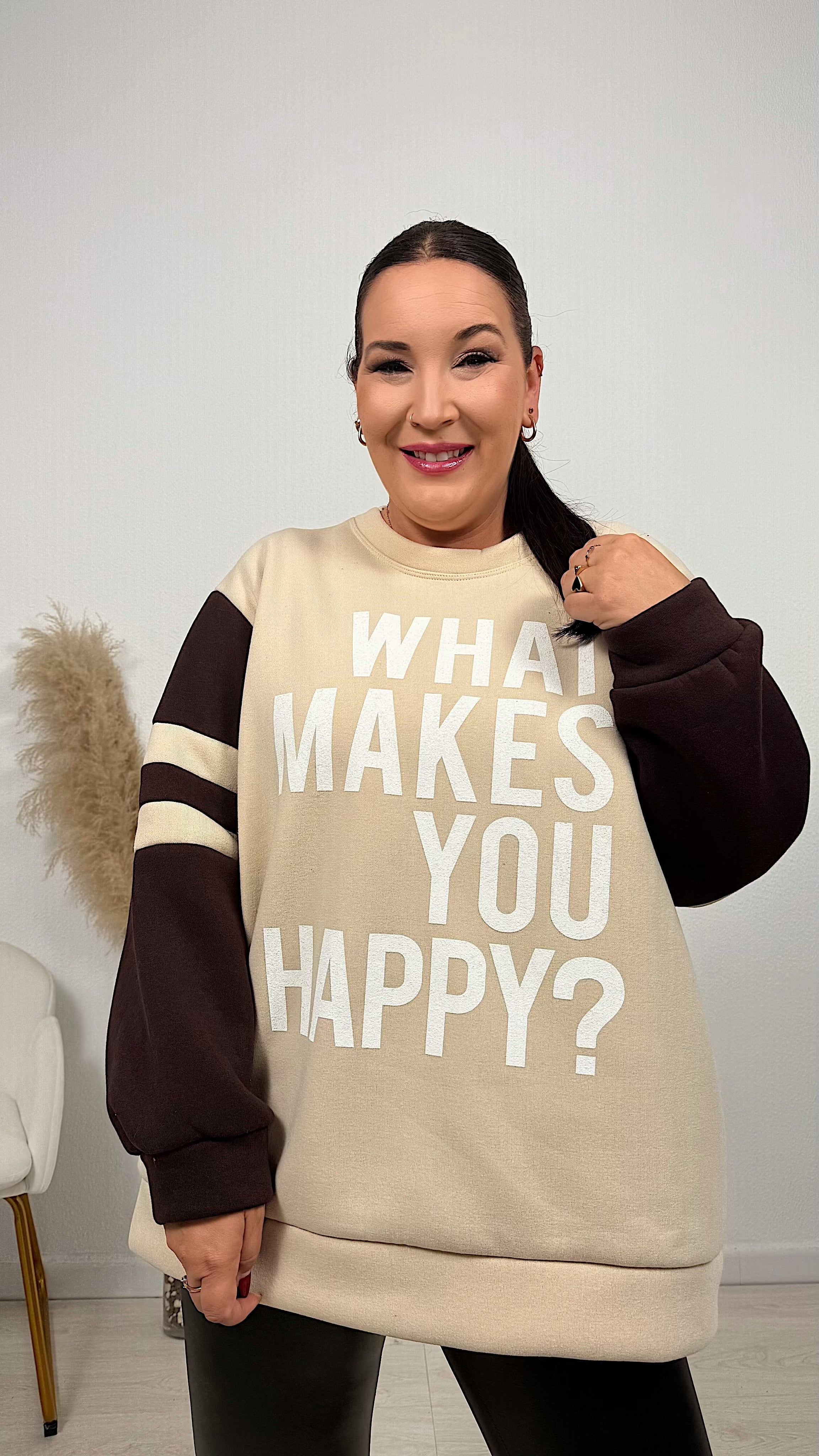 SUDADERA HAPPY BEIGE
