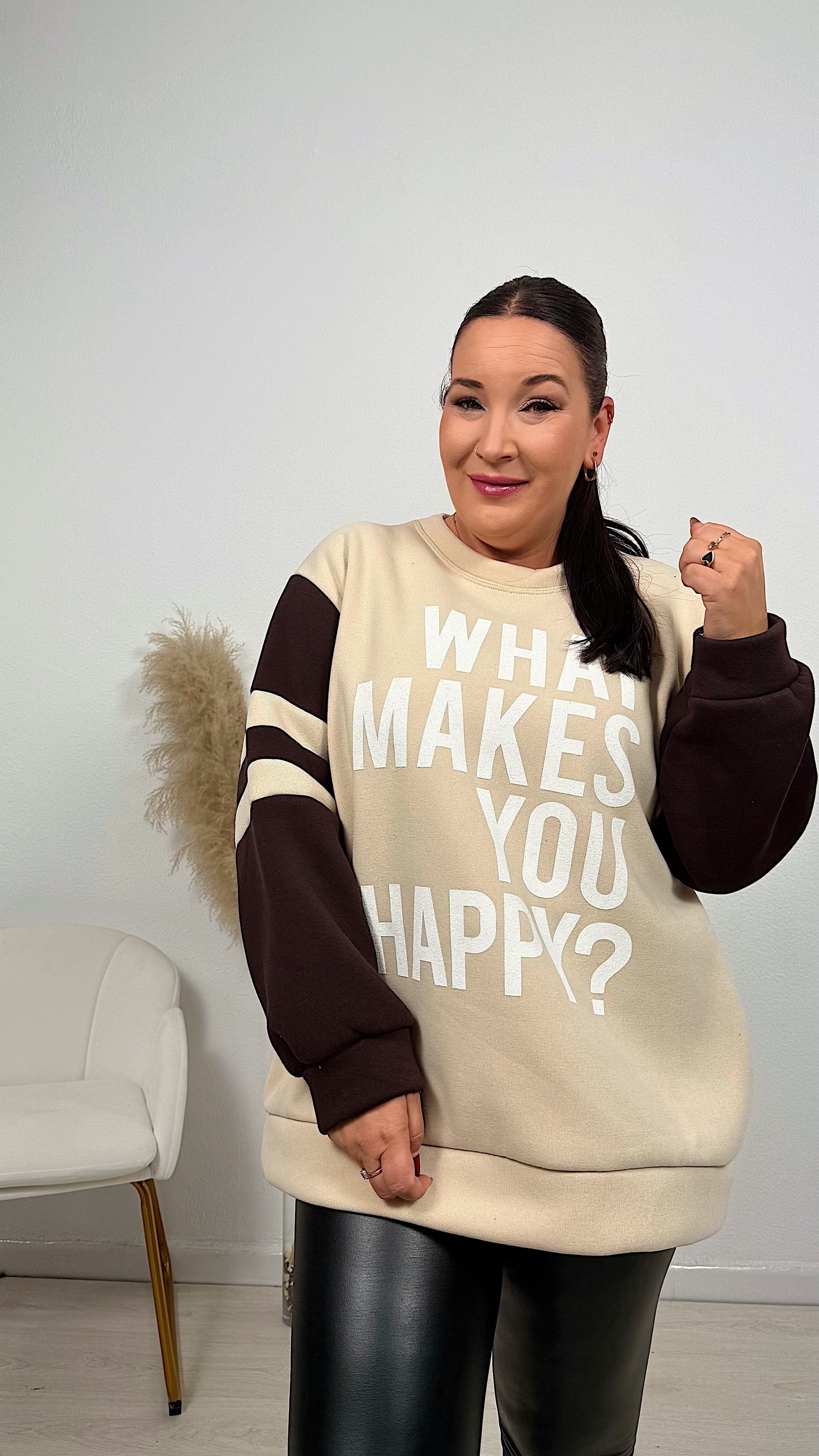 SUDADERA HAPPY BEIGE