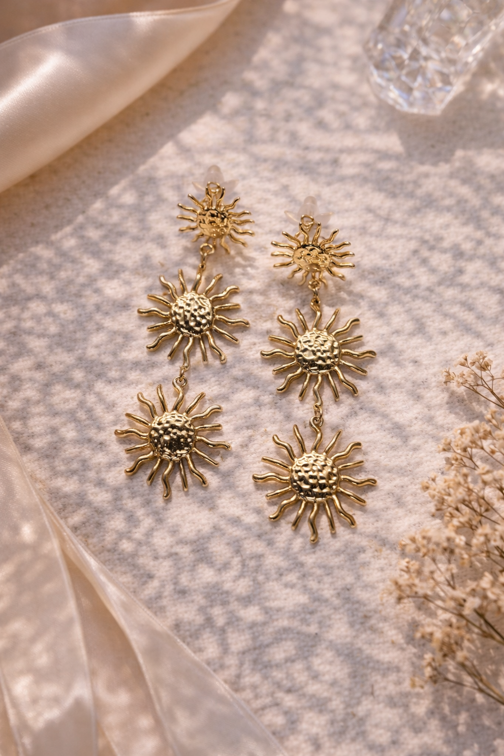 Pendientes Sol Dorado en Cascada