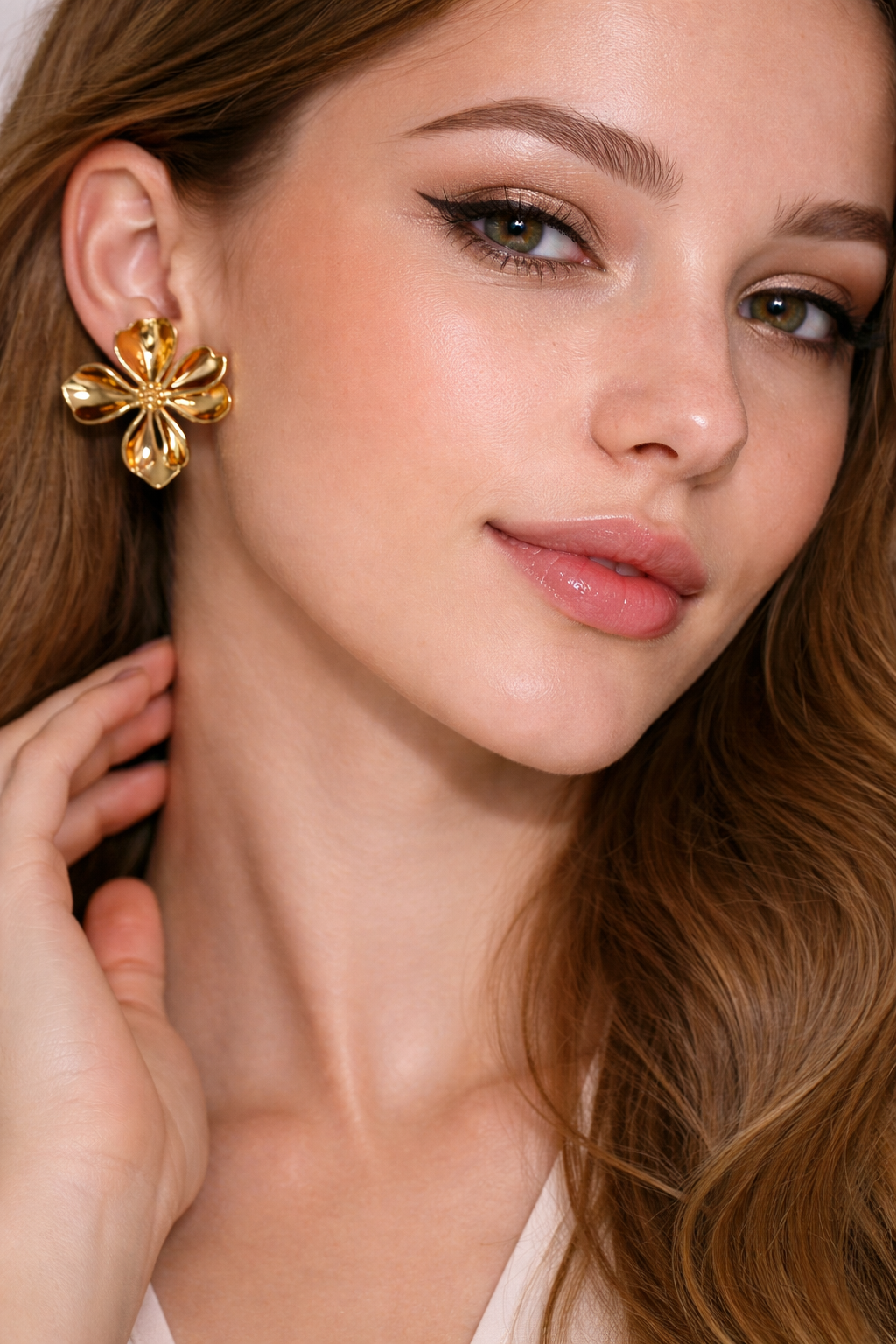 Pendientes Flor Dorada Brillo