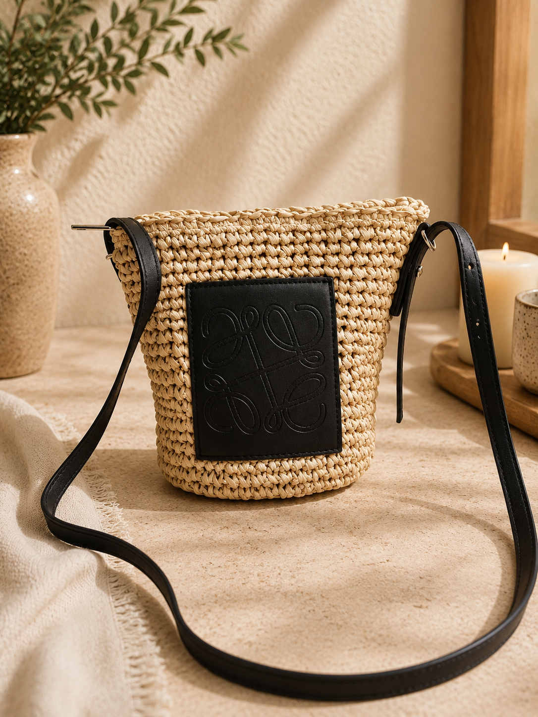 Bolso beige y negro 25552