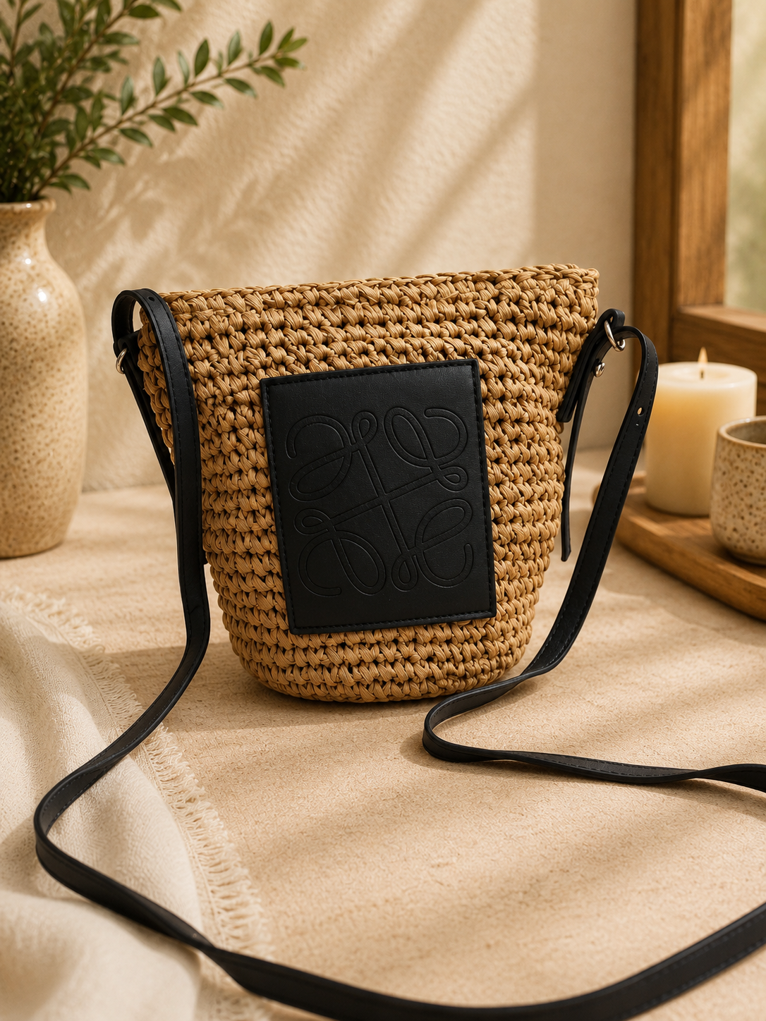 Bolso camel y negro 25552