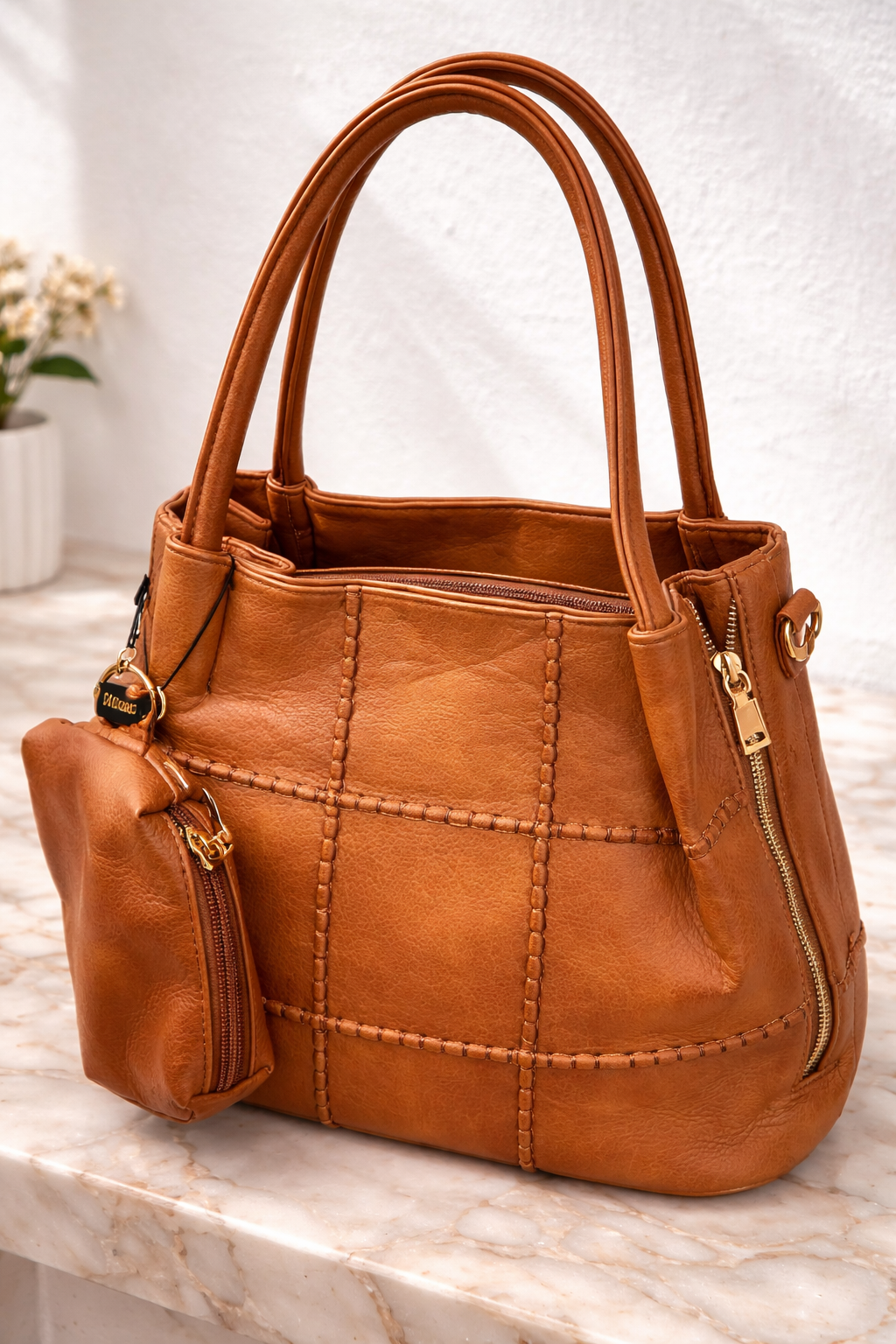 Urelia Caramel Signature Tote – Iconic Structure