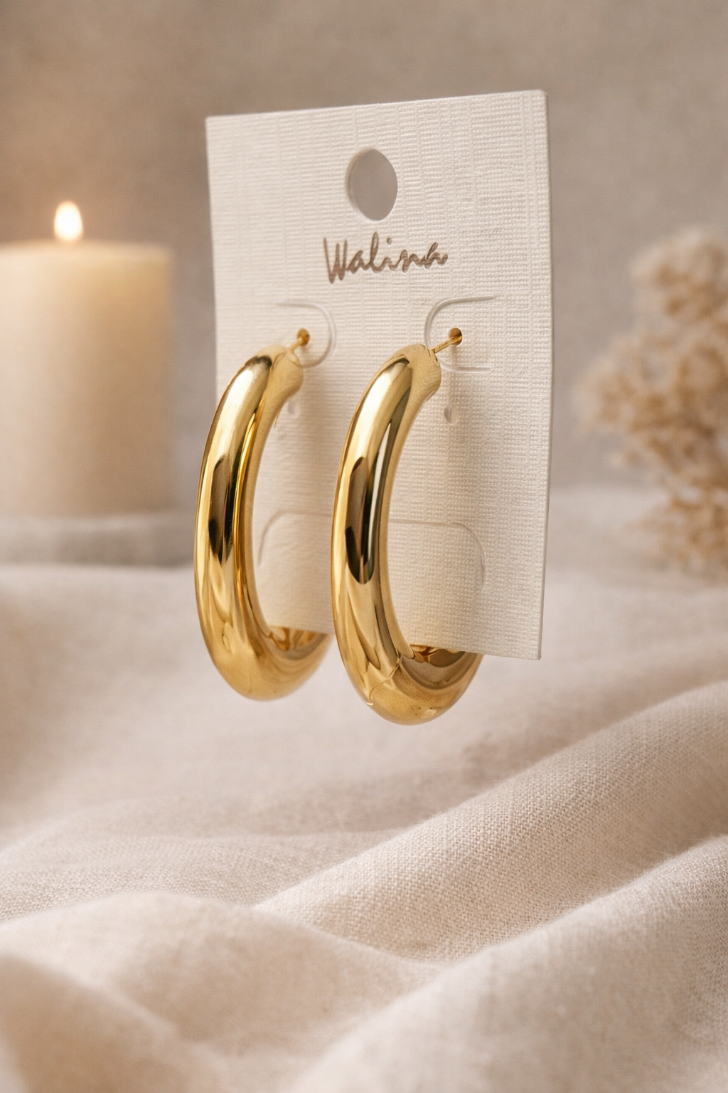 Pendientes ACERO aro dorados gruesos