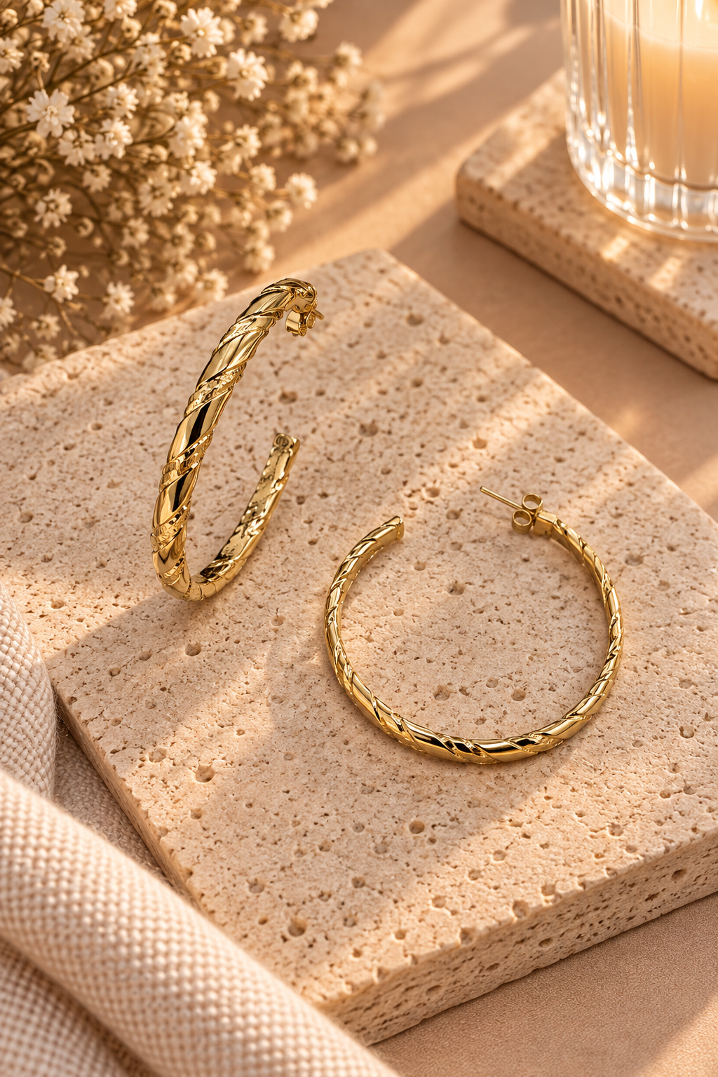 PENDIENTES ACERO ARGOLLA DORADAS 78445