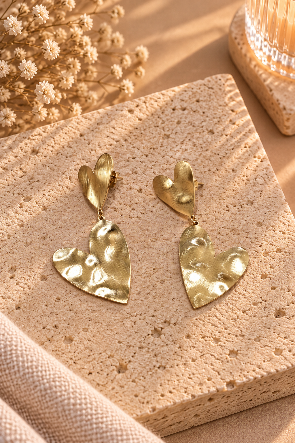 PENDIENTES ACERO DORADOS CORAZON 48897