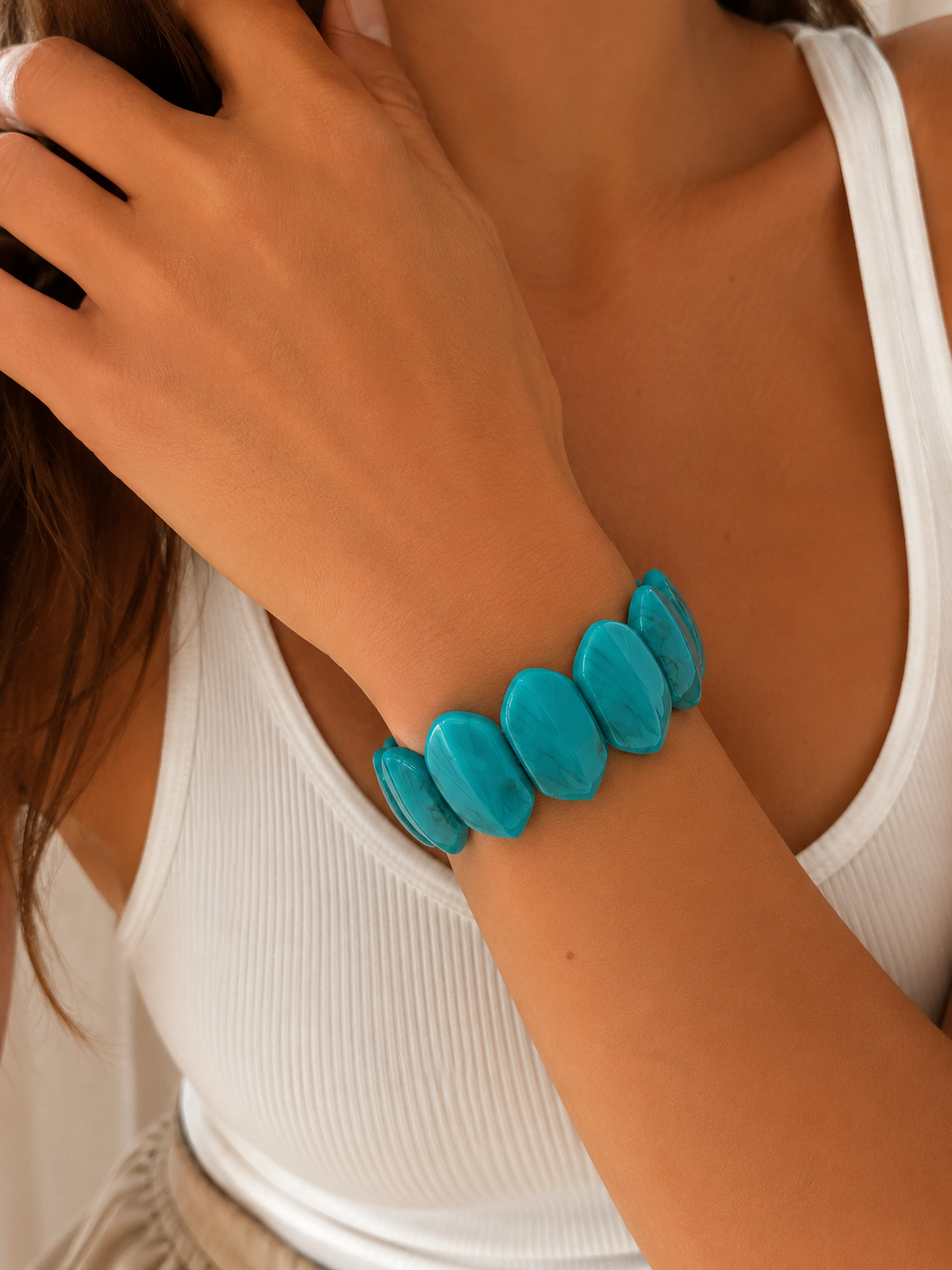 Pulsera elástica turquesa