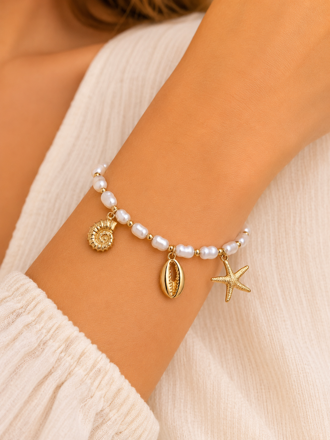 PULSERA ACERO PERLAS MARINAS 1221