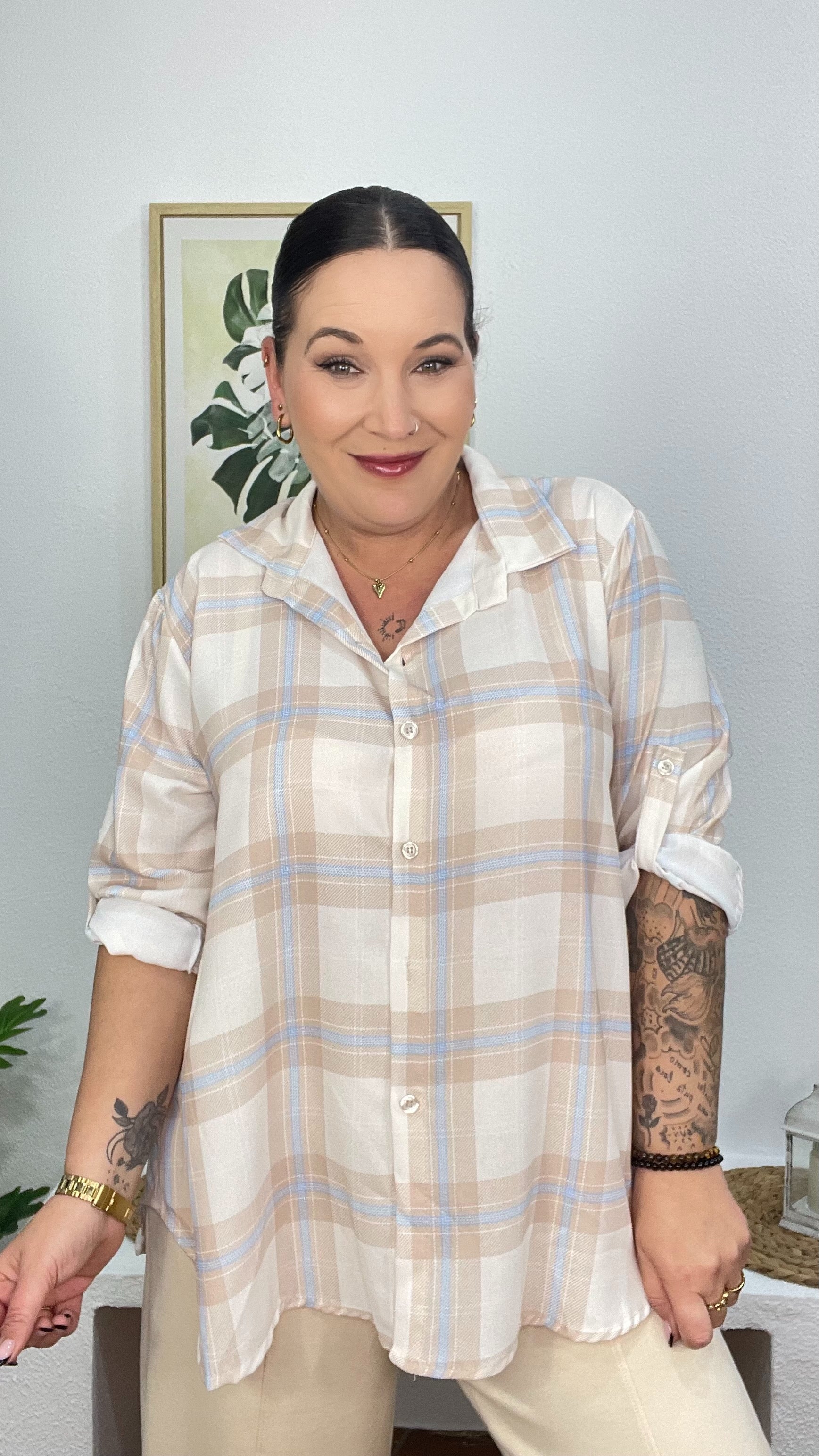 Camisa mujer de cuadros GlowXL Chiclana de la Frontera