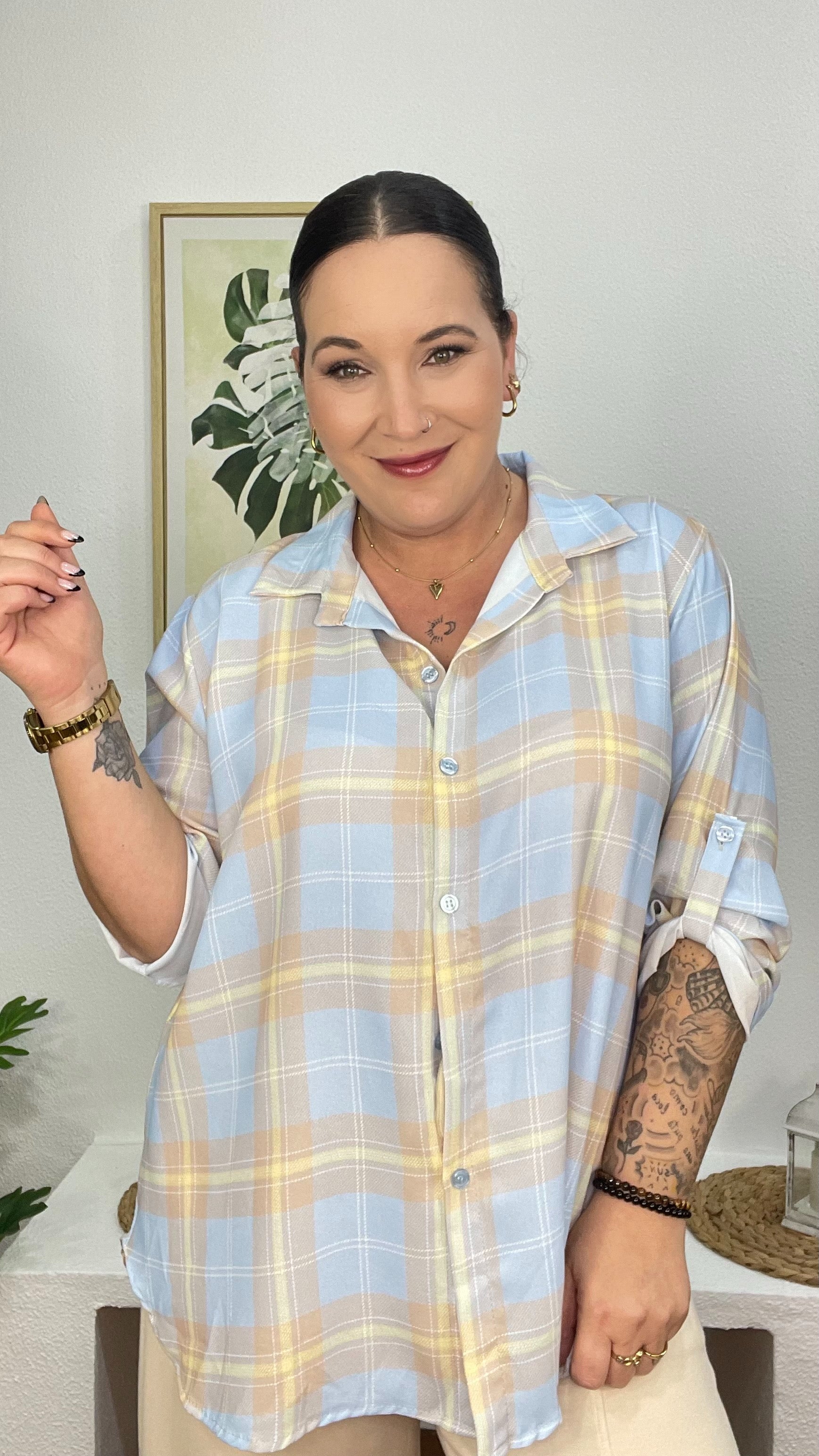 Camisa mujer de cuadros GlowXL Chiclana de la Frontera