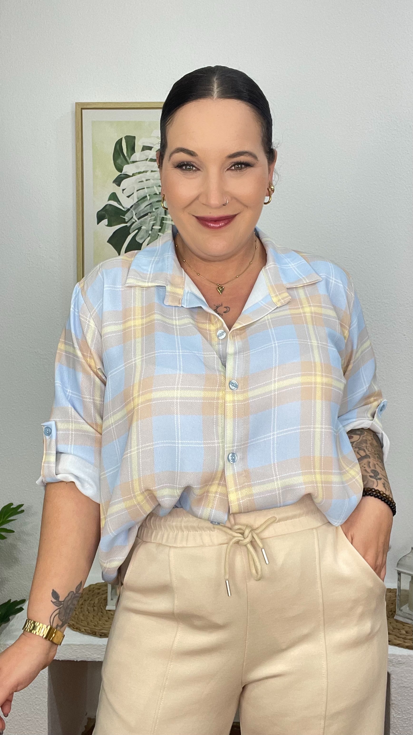 Camisa mujer de cuadros GlowXL Chiclana de la Frontera