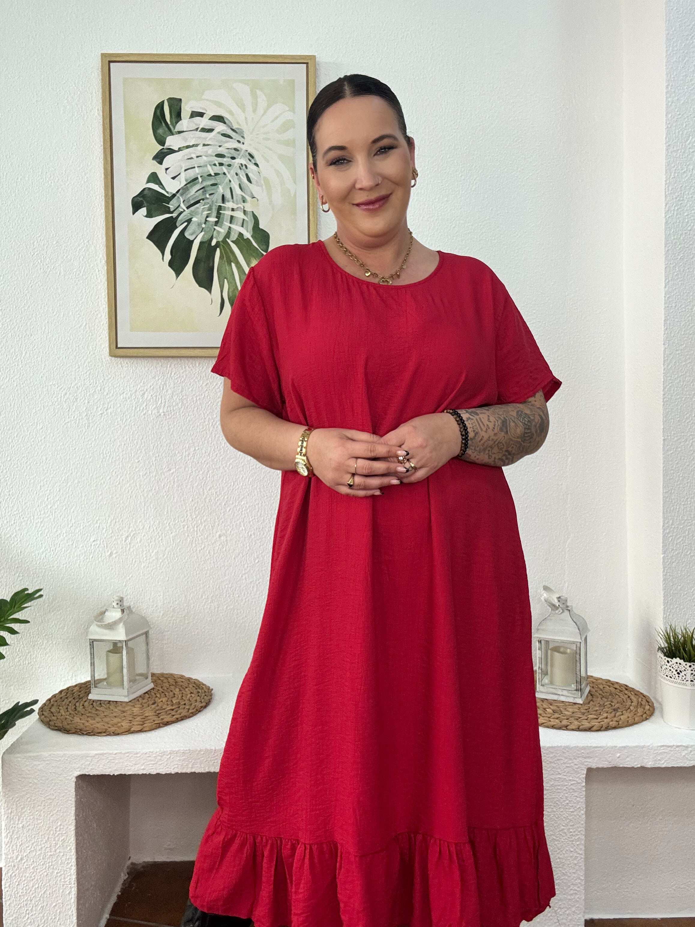 Vestido de mujer fluido con volante GlowXL Chiclana