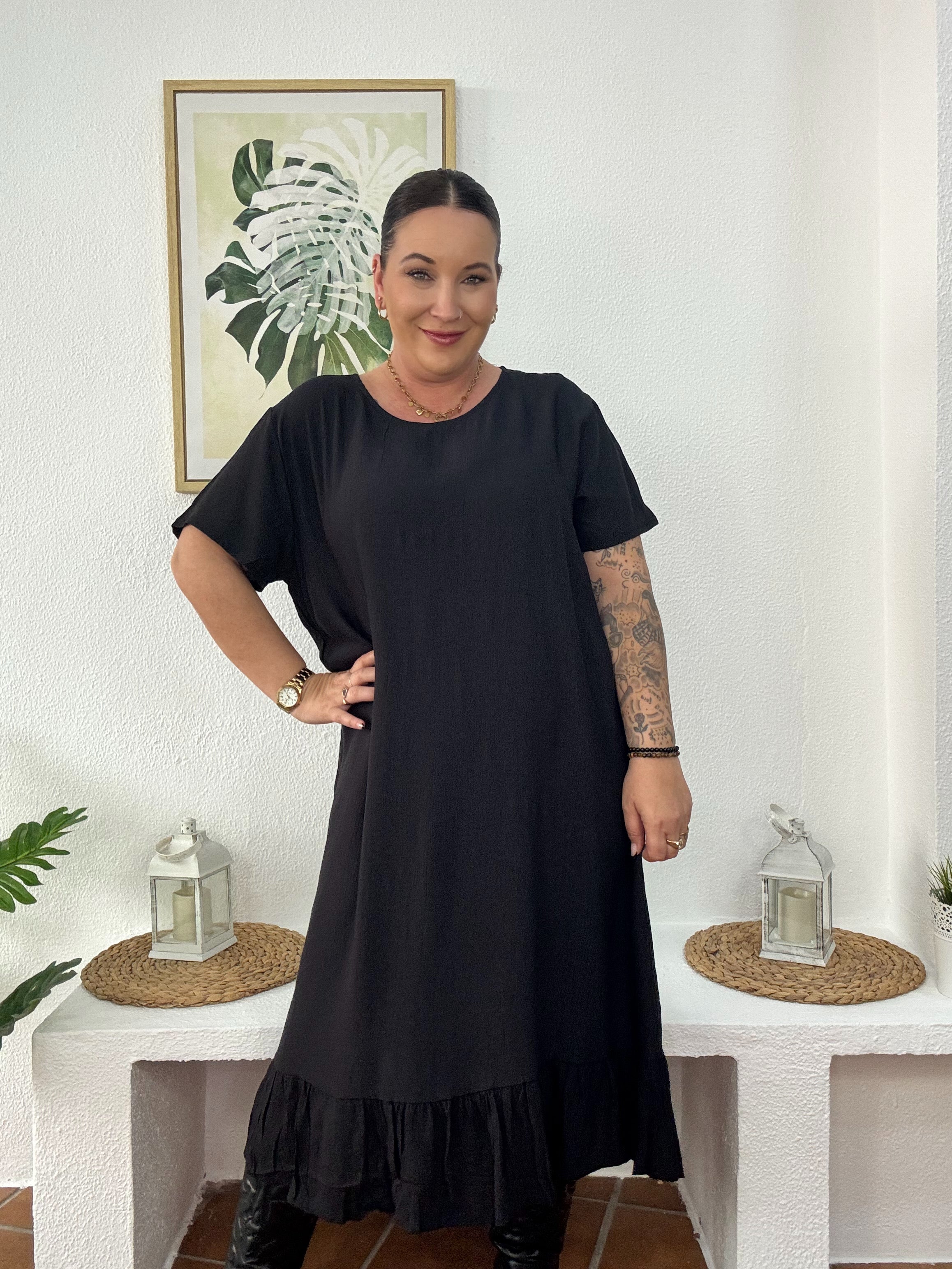 Vestido de mujer fluido con volante GlowXL Chiclana