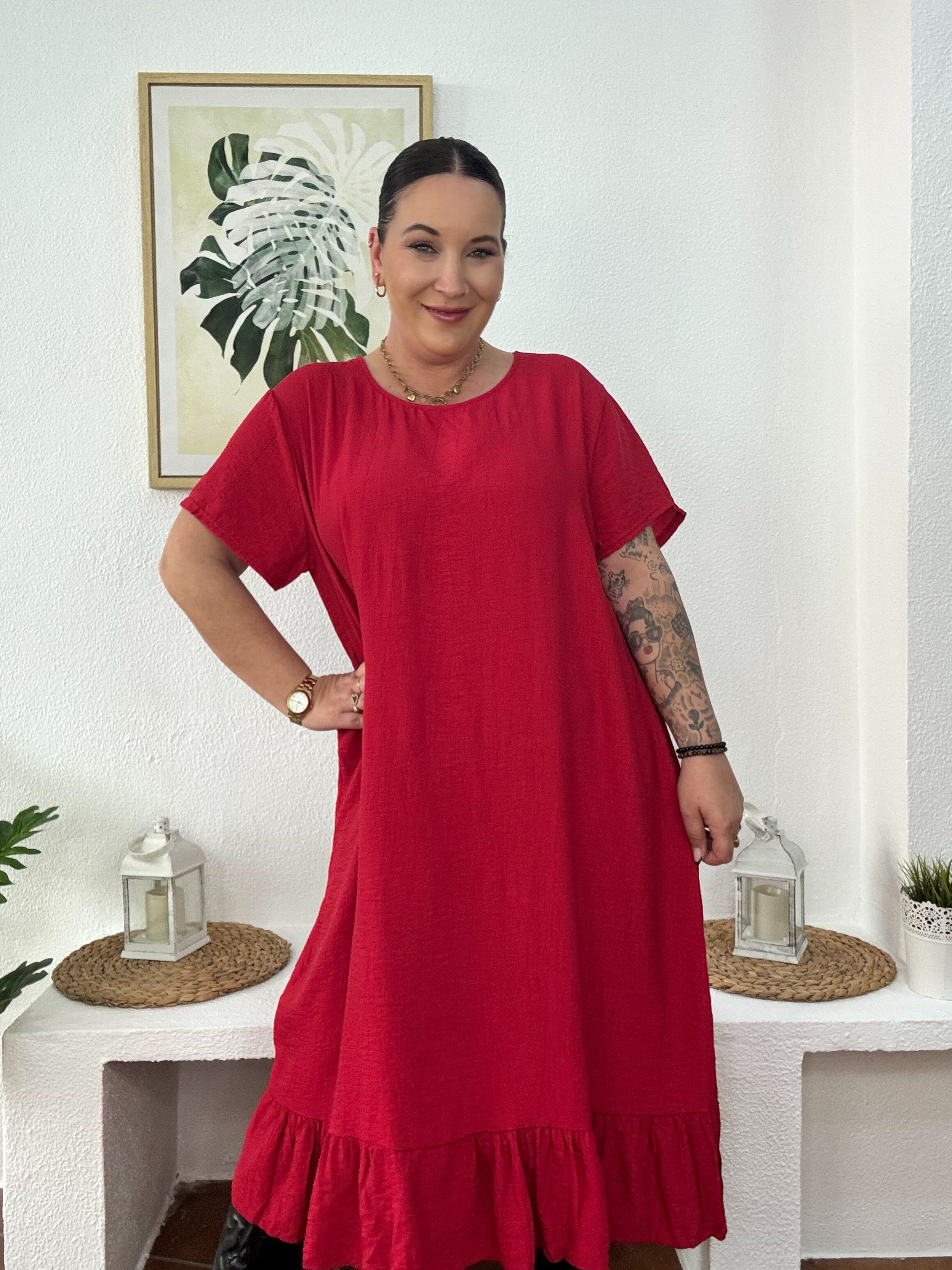 Vestido de mujer fluido con volante GlowXL Chiclana